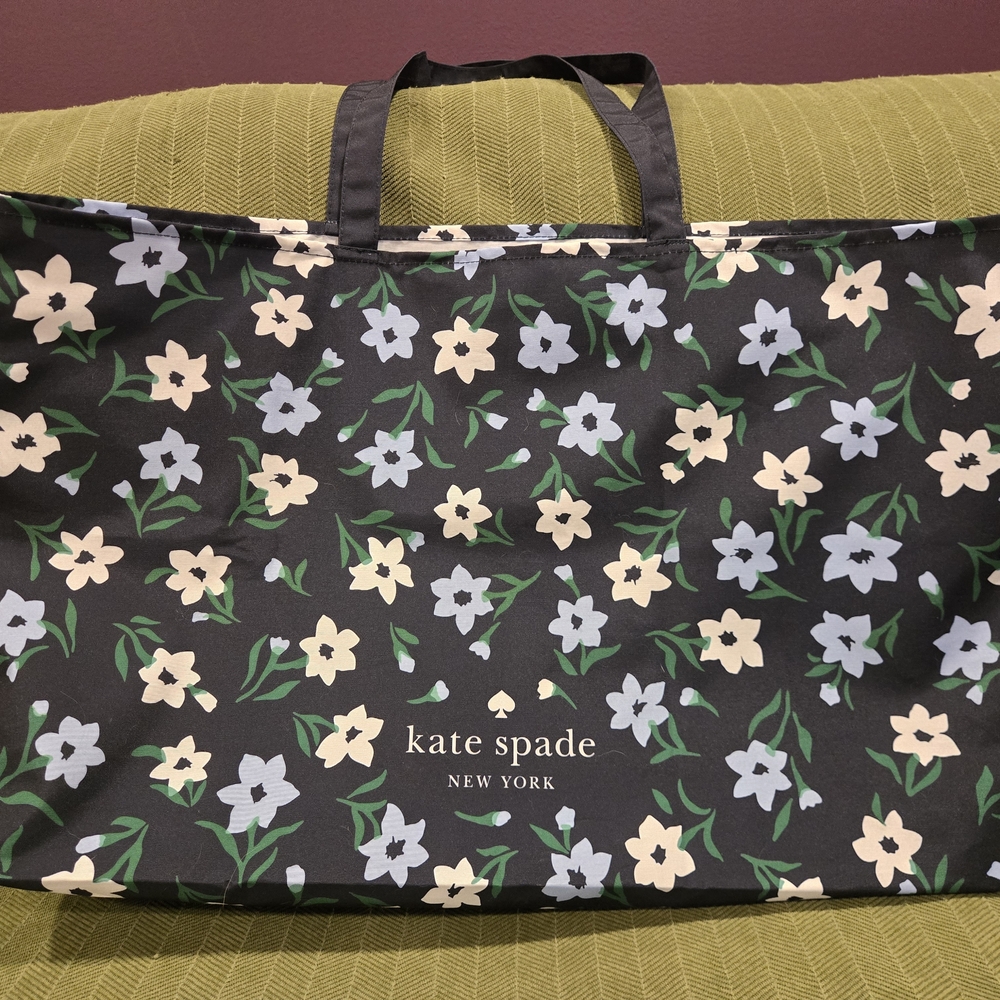 Kate Spade Black Tote with Pastel Floral Design